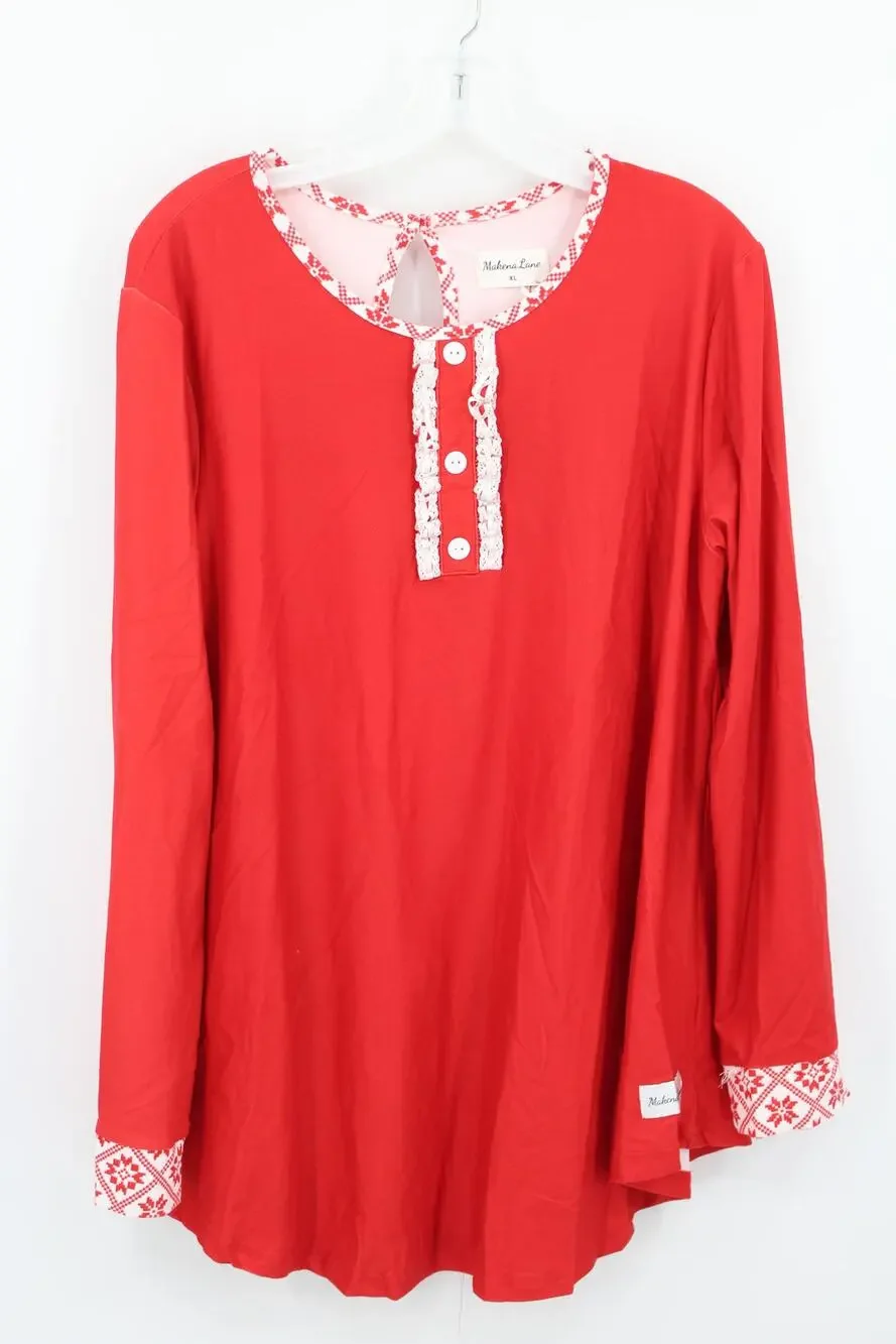 Makena Lane Holiday Lounge Dress Size XL Red New